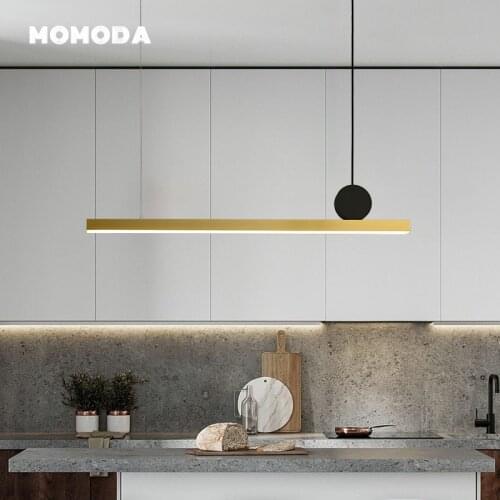 Luxury LED Chandeliers Lighting Modern Copper Long Linear Strip Circle Pendant Hanging Lamps Bedroom Living Room Lights Fixture