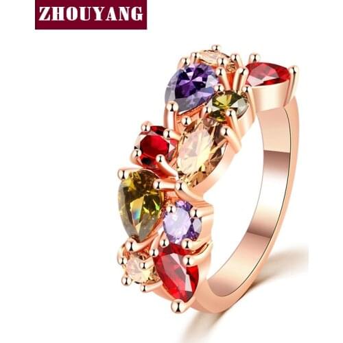 Rose Gold Color Classical Mona Lisa Inlay Jewelry Made With Multicolor Crystal For Women As Chirstmas Gift ZYR484