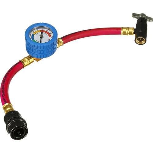 1pc 15cm R-134a Recharge Hose A/C Conditioning Refrigerant Measuring Gauge with Can Tap high quality Recharge Hose with Gauge