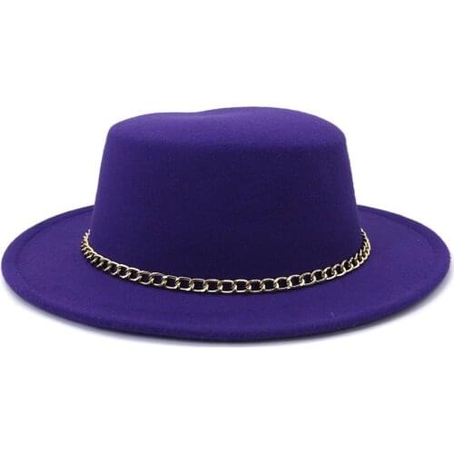 Black/white Wide Brim Simple Church Derby Top Hat Panama Solid Felt Fedoras Hat for Men Women artificial wool Blend Jazz Cap