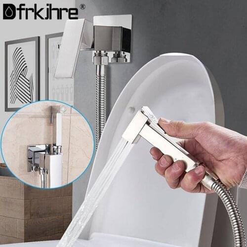 Bathroom Shower Faucet Brass Chrome Bidet Faucet Shower Tap Washer Mixer Cold And Hot Water Mixer Crane Square Shower Spray Head