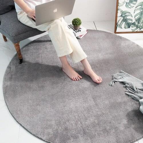 Modern Solid Color Round Living Room Carpet Sofa Coffee Table Non-slip Mat Bedroom Bedside Floor Rug Baby Crawling Mat