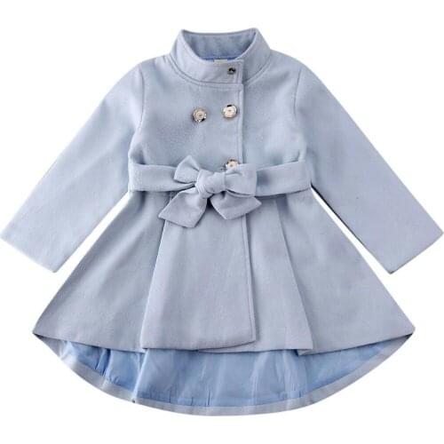 1-5Years Toddler Baby Girl Outerwear Long Dress Windbreaker Jacket Coat Autumn Winter Dress