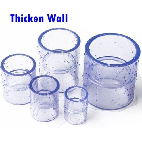 Inner Diameter 20mm/25mm/32mm/40mm Clear PVC Coupling Pipe Connector Thicken Pipe Fittings for Aquarium