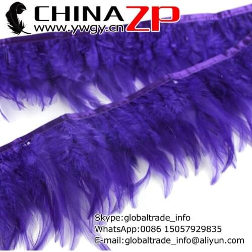 CHINAZP Factory 10yards/lot Cheap Good Quality Dyed Eggplant Rooster Hen Saddle Feathers Trim