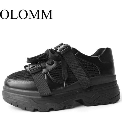 Black White Fashion lady 2019 Spring Breathable Sneakers Shoes Women Flats Platform Casual Shoes Brand Flat female Shoes TD-80