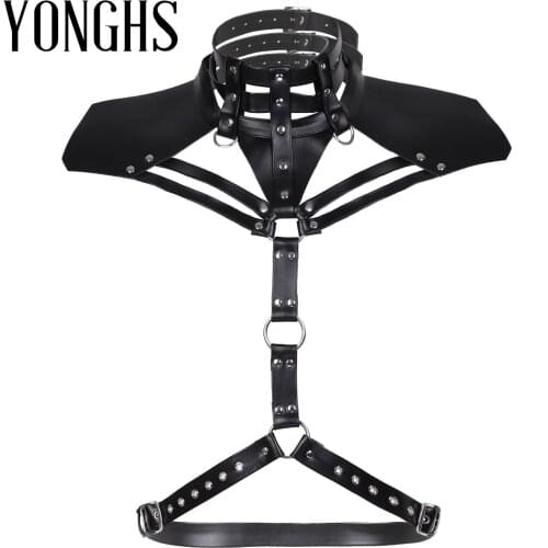 Harness Mens Lingerie Leather Adjustable Body Chest Harness Faux Leather O-ring Waist Strap for Nightclub Halloween Cosplay