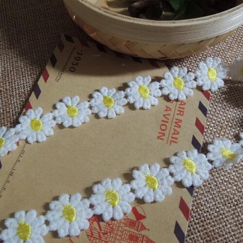 2019 Latest Small Daisy Cotton White Lace Fabric 1Yard 90CM Wedding Lace Embroidery Bridal Lace Ribbon Trim Sewing encajes RT31
