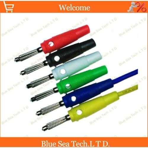 10pcs High-grade six color copper 4mm audio banana plug socket 32A 30VAC-60VDC,High elastic superposition plug Free Shipping