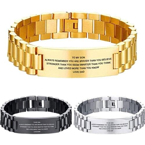 2020 Trend Boys New Arrival Men Letter Engraved Fashion Bracelet Black Color Titanium Steel Bracelet Bangle Jewelry Gift