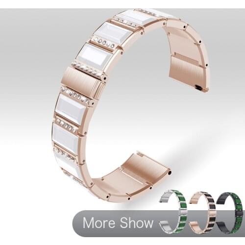 22mm Watch Strap For Huawei GT 2 2E HONOR Magic 2 Watchband Metal Steel With Synthetic Jade Wrist Band For Galaxy Watch 46mm