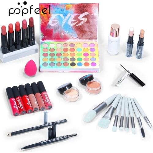 22Pcs Professional Makeup Kit Eyeshadow Cream Makeup Bag Concealer Blush Lip Gloss Lipstick Makeup Brush Women Makeup Set