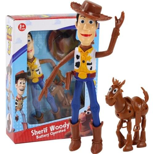 25cm Toy Story Action Figure Talking Sheriff Woody Cowboy with Light Sound Bullseye Horse Model Toys Birthday Gift