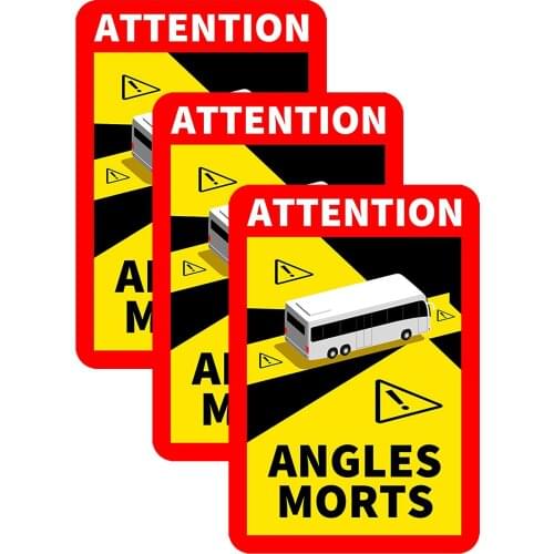 3pcs Dead corners on heavy vehicles Bus Warning Mark Car Auto Waterproof sticker Car Body Trunk Exterior Auto Accessories