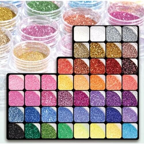 45 Pots Nail Art Glitter Dust Powder Decoration For 3D Acrylic Tips