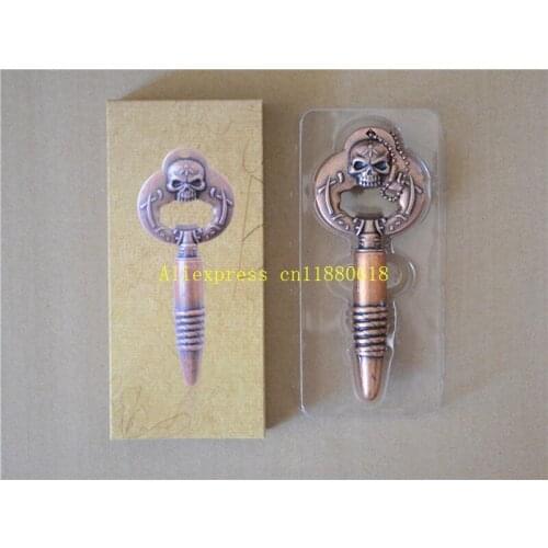 50pcs/lot Fast Shipping 2 in 1 Vintage Skull Head Beer Bottle Opener Skeleton RED Wine Opener Kitchen Bar Tool