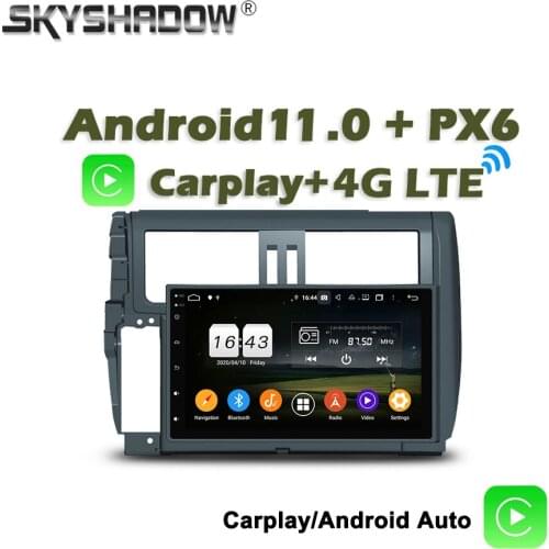 720P Wireless Carplay PX6 Car DVD Player Android 10 4GB + 64GB HD Wifi Bluetooth RDS RADIO GPS For Toyota PRADO 2010 -2012 2013