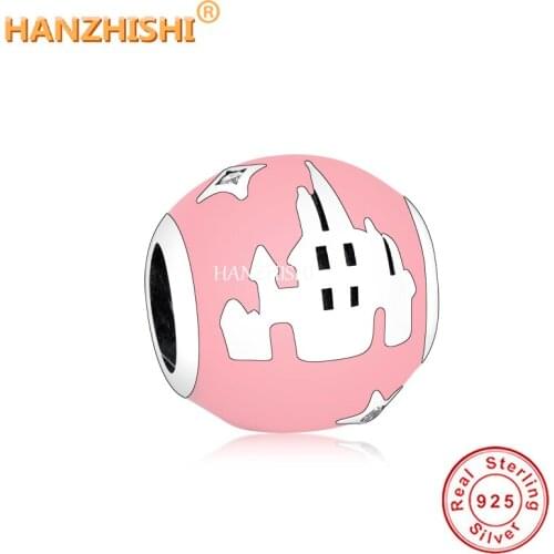 Wholesale Price 925 Sterling Silver Castle Round Beads Charms Fit Original Charms Bracelets Jewelry Making