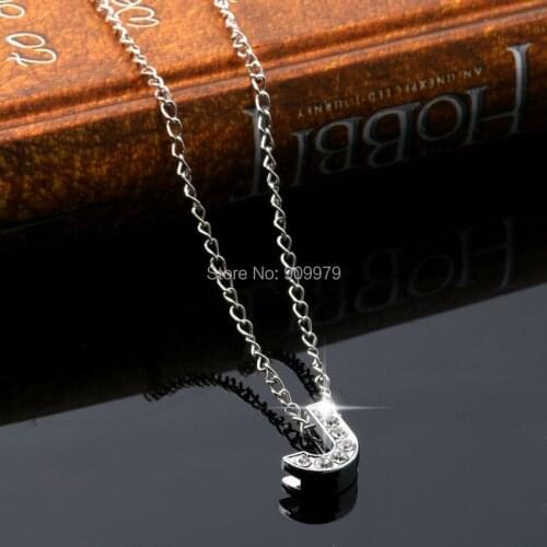 J Name Letter Necklace Jewelry Cystal Women Men Pendant Necklace Chain Charm Gifts Best Friends