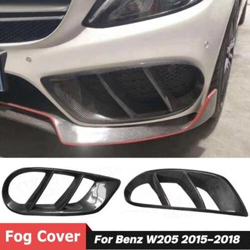 2 PCS Carbon Fiber Material Fog Lamp Cover For Benz W205 Sport Car Tuning 2015-2018