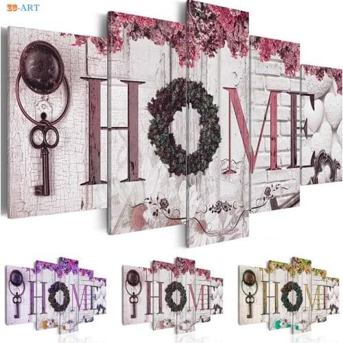 Quotes Home Posters and Prints 5 Panel Canavs Art Flowers Canvas Painting Modern Wall Art Pictures Wedding Decoration