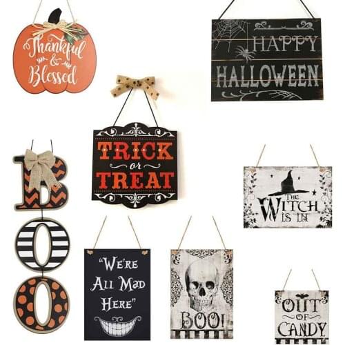 Halloween Sign Wood Pumpkin Wall Sign Halloween Decoration Boo Sign Hanging Wall Decor Plaque for Halloween Party Decoration