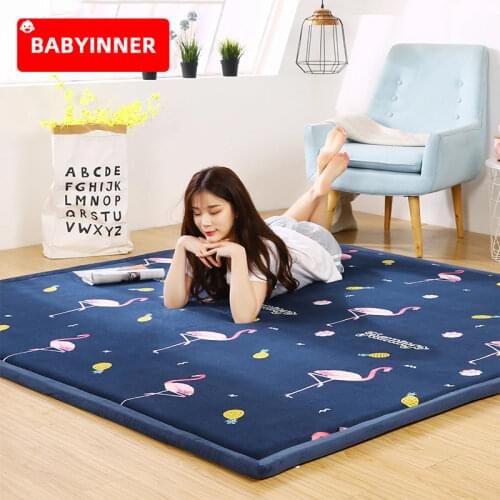 Babyinner 2cm Thicken Baby Play Mat Durable Non-slip Coral Fleece Blanket Soft and Comfortable Kids Rugs for Living Room