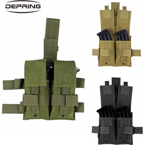 Double Rifle Magazine Pouch Drop Leg Panel Utility Holster Military Airsoft Outdoor Magazine Bag Pouch for Hunting