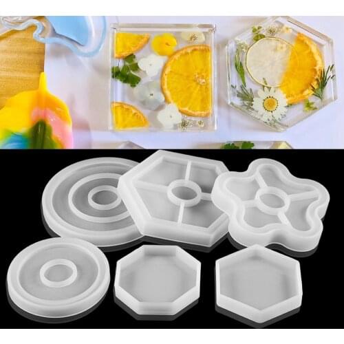 Fruit Disc Tea Tray Coaster Molds Resin Casting Silicone Coaster Mold For DIY Cake Fruit Holder Epoxy Tray Coaster Molds Kits