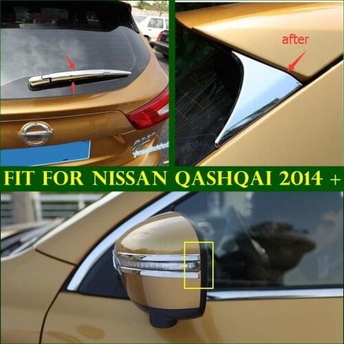 Lapetus ABS Exterior Chrome Rear Triangle Spoiler Wing Cover Trim Kit For Nissan Qashqai J11 2014 2015 2016 2017 2018 2019 2020