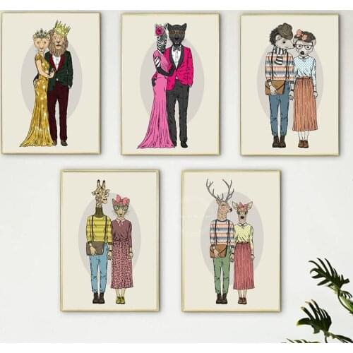 Fashion Animal Canvas Art Paintings Giraffe Wedding Poster and Print Wall Art Picture for Living Room Cuadros Home Decoration