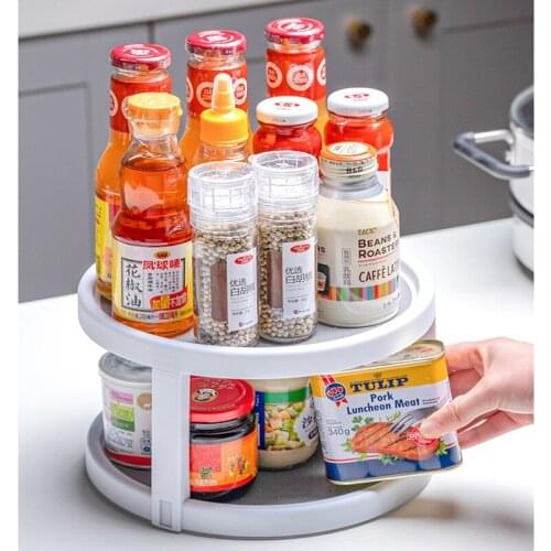 Kitchen Condiment Home Cosmetic Round 360 Rotating Storage Tray Convenient Rotating Spice Rack Non-Slip Convenient storage tray