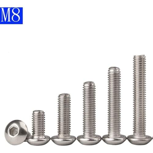 M8 8mm M8 - 1.25 Metric 304 Stainless Steel Hex Socket BUTTON HEAD Screws Bolt A2