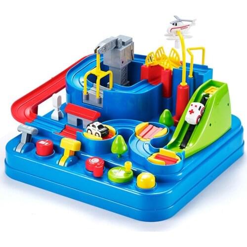 Small Train Track Rail Car Toy Big Adventure Manual Inertia Car Table Game Puzzle Toys for Children House Play Game Gift