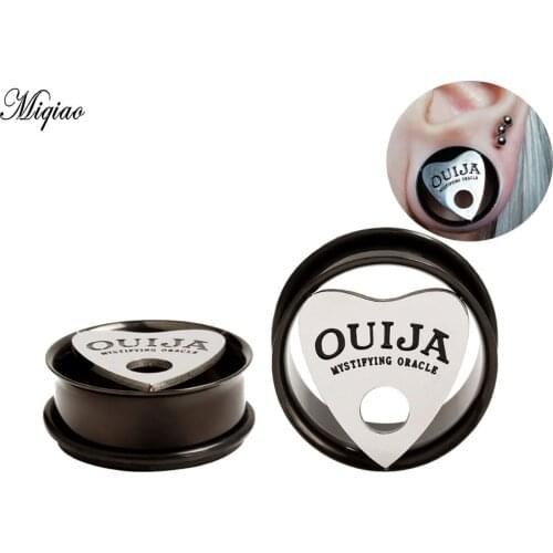 Miqiao 2pcs 10mm-30mm Heart-shaped Stainless Steel Single Horn Auricle Integrated Piercing Ear Expander Earrings Hot Sale