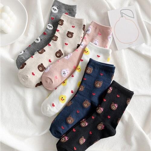 Models Korean version of the trend creative cartoon cute bear rabbit little duck Japanese breathable cotton socks in tube