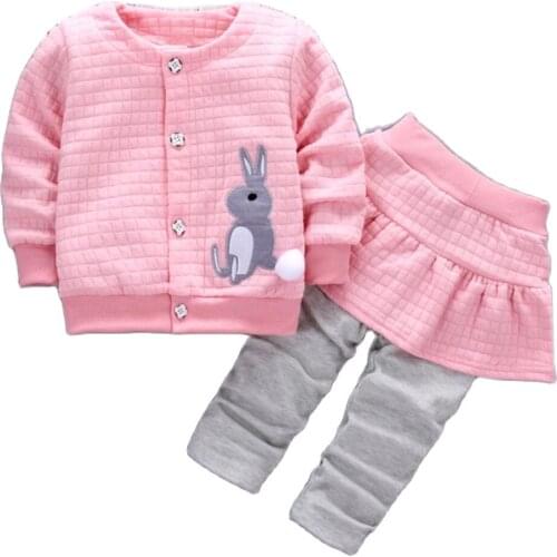 New Autumn Winter Baby Girls Fashion Clothes Suit Cute Rabbit Jacket Top Leggings Pants Infant Girl Princess Costume Kids 1-4yrs