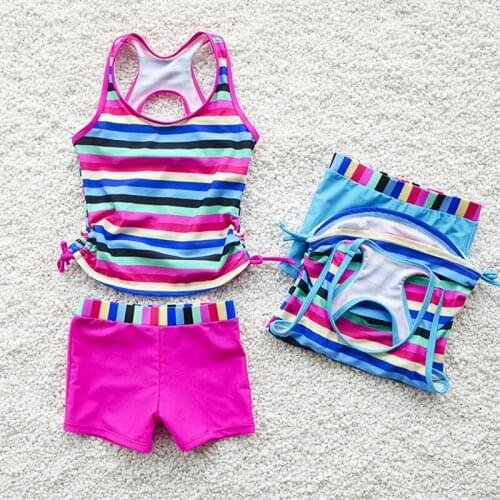 2020 New Girl Children Two Piece Tankini Set Swimsuit Swimming Sports Summer Kids Swimwear Cute Cartoon Beach Wear Swim Suits