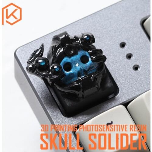 Novelty Shine Through Keycaps 3d printed print printing pla skull solider custom mechanical keyboards light Cherry MX compatible