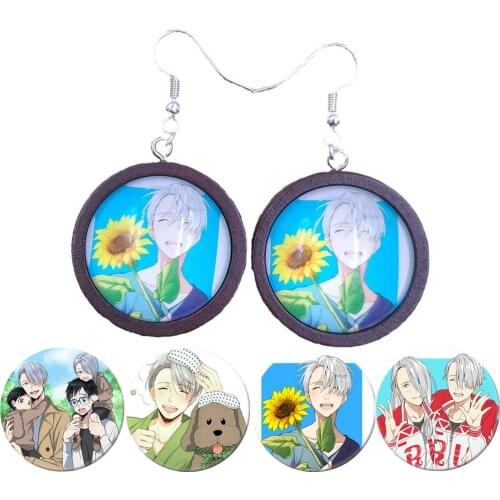 New Pattern YURI!!! on ICE Log Wood Wooden Time Gem Cool Classic Female Girl Women Drop Earrings Jewelry BSDYL