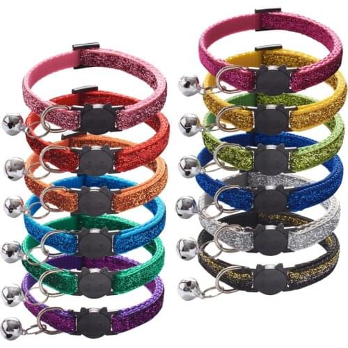 Pet Cat Dog Collars Polyester Adjustable Cat Collars With Bell Safety Buckle Dog Collar Necklace Pet Supplies Cat Accessories