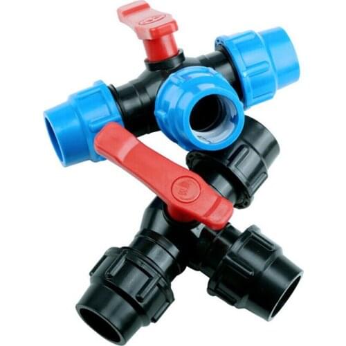 20/25/32/40/50mm Plastic Water Pipe Quick Valve PE Tube 3-Way Fast Connection Pvc Ball Valves Accessories Garden Tools