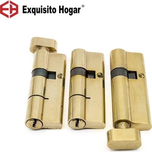 Gold Double Single Open Cylinder Hardware Indoor 80/85/90/95/100/105/110mm Lock Door Cylinder Brass Lock Extended 3pcs key