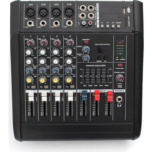 Professional Audio Mixer with USB DJ Sound Mixing Console MP3 Jack 4 Channel Karaoke Amplifier For Karaoke KTV Match Party