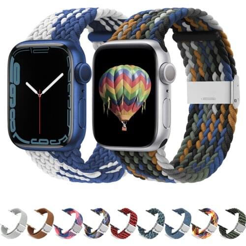 Braided Solo Loop strap for apple watch band 44mm 42mm 40mm 38mm Adjustable Elastics watchband for apple watch SE 6 5 4 3 2