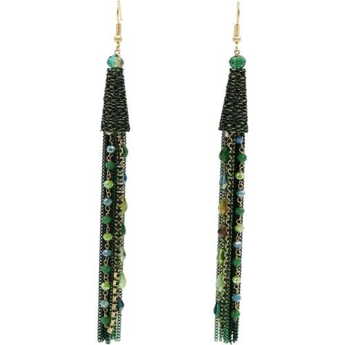 Trendy Rhinestone Crystal Beads Chain Drop Earrings 2020 Boho Long Tassel Earrings For Women Party Wedding Handmade Jewelry