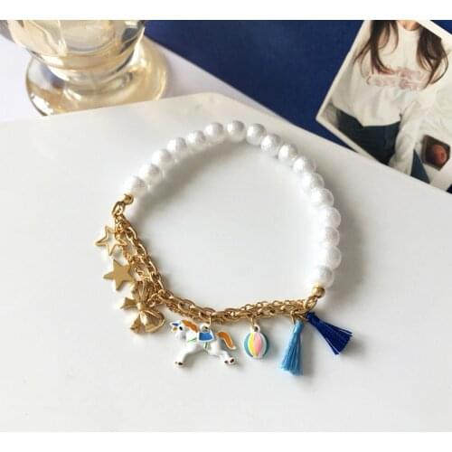 Fantasy Unicorn Bracelet Fairy Qi Aesthetic Pearl Tassel Temperament Star Bow Bracelet