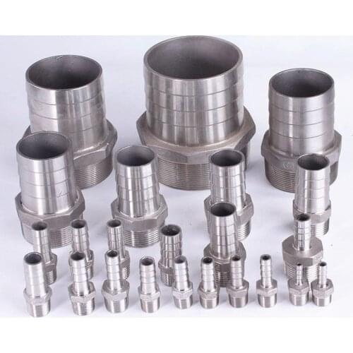 1/8" 1/4" 3/8" 1/2" 3/4" 1" BSPT Male 6 8 10 12 13 15 16 19 20 25 32mm Hose Barb Connector 304 Stainless Steel Hosetail Coupler