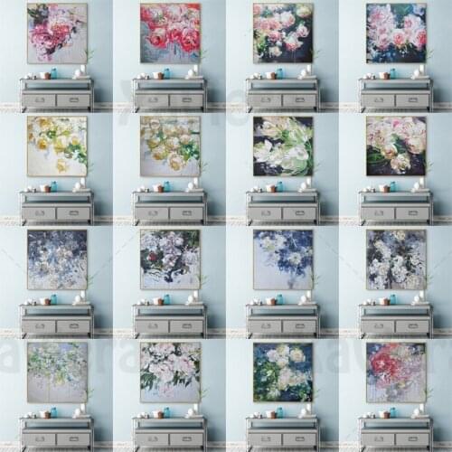 Modern Flower Art Wall Poster Abstract Rose Flower Print Canvas Painting Living Room Home Modern Decoration Square Mural Picture