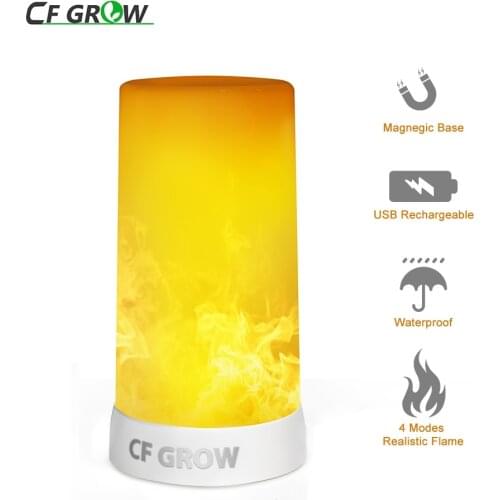 LED Flame Effect Fire Light Bulb Waterproof Outdoor Indoor Flickering Emulation 4 Modes Magnetic Led Flame Lamp USB Rechargeable